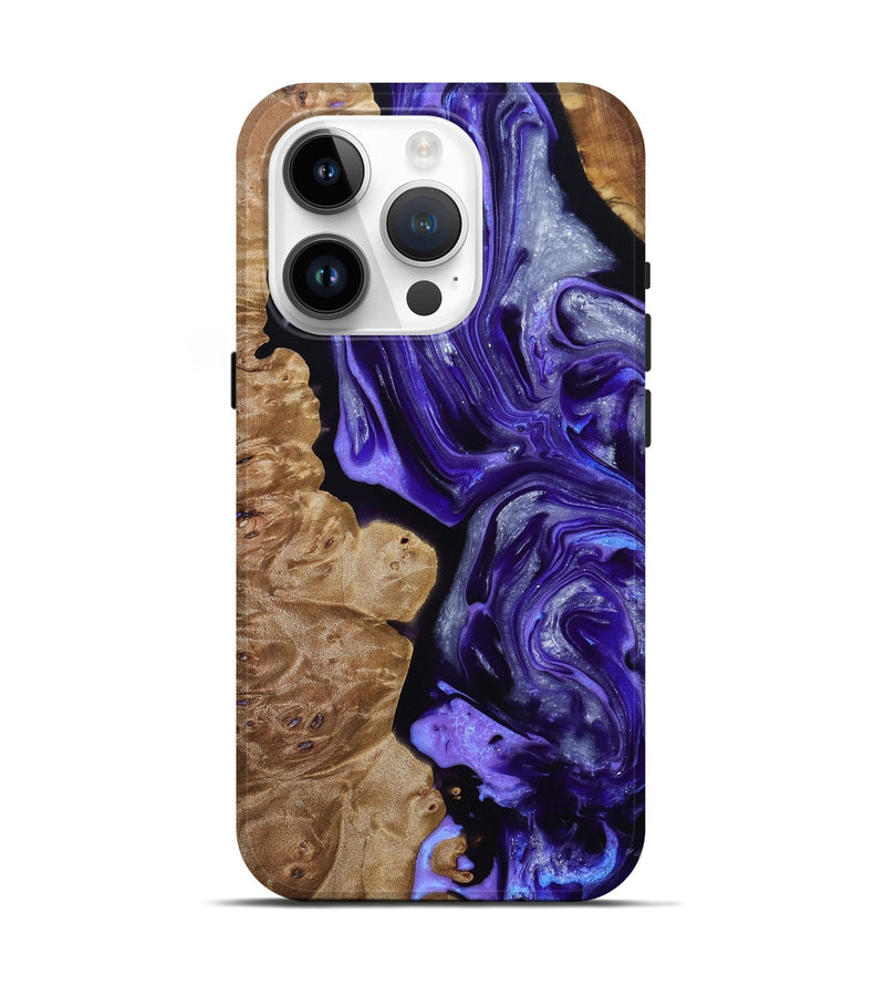 iPhone 15 Pro Wood+Resin Live Edge Phone Case - Dahlia (Purple, 692530)