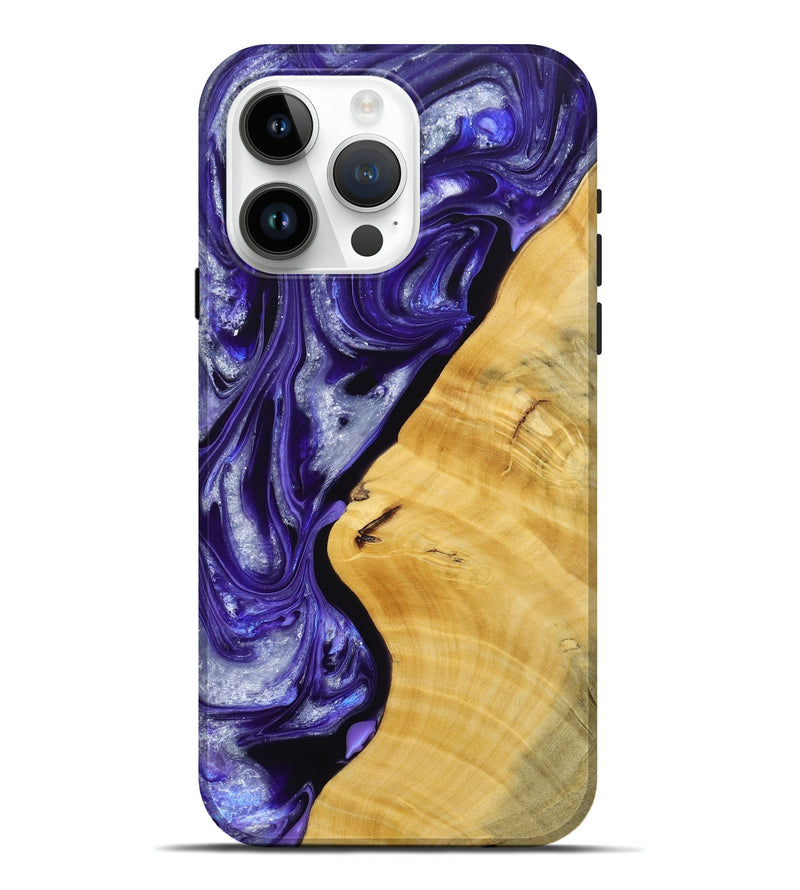 iPhone 15 Pro Max Wood+Resin Live Edge Phone Case - Emerson (Purple, 692533)