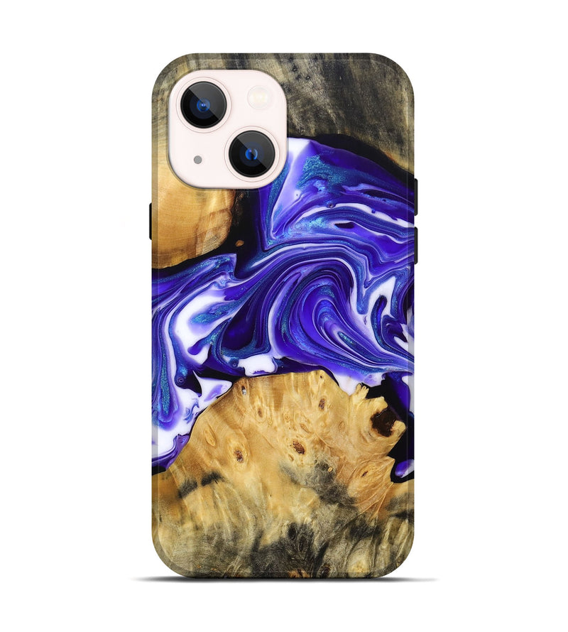 iPhone 14 Wood+Resin Live Edge Phone Case - Edwin (Purple, 692534)