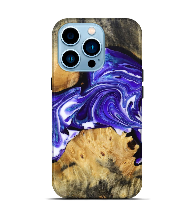 iPhone 14 Pro Wood+Resin Live Edge Phone Case - Edwin (Purple, 692534)