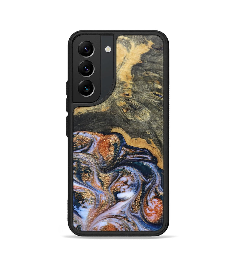 Galaxy S22 Wood+Resin Phone Case - Susan (Teal & Gold, 692581)