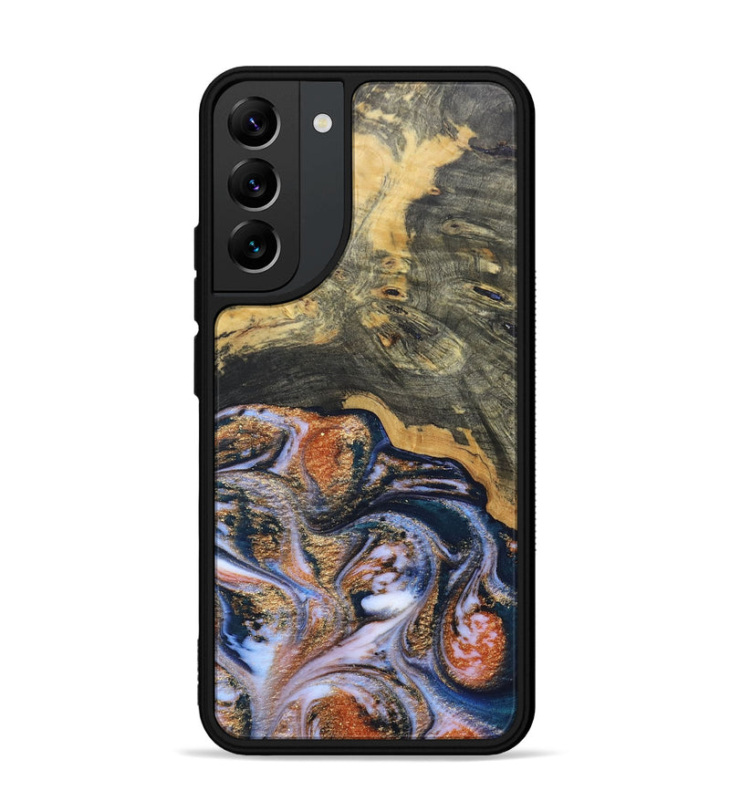 Galaxy S22 Plus Wood+Resin Phone Case - Susan (Teal & Gold, 692581)