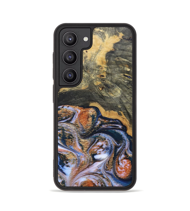 Galaxy S23 Wood+Resin Phone Case - Susan (Teal & Gold, 692581)
