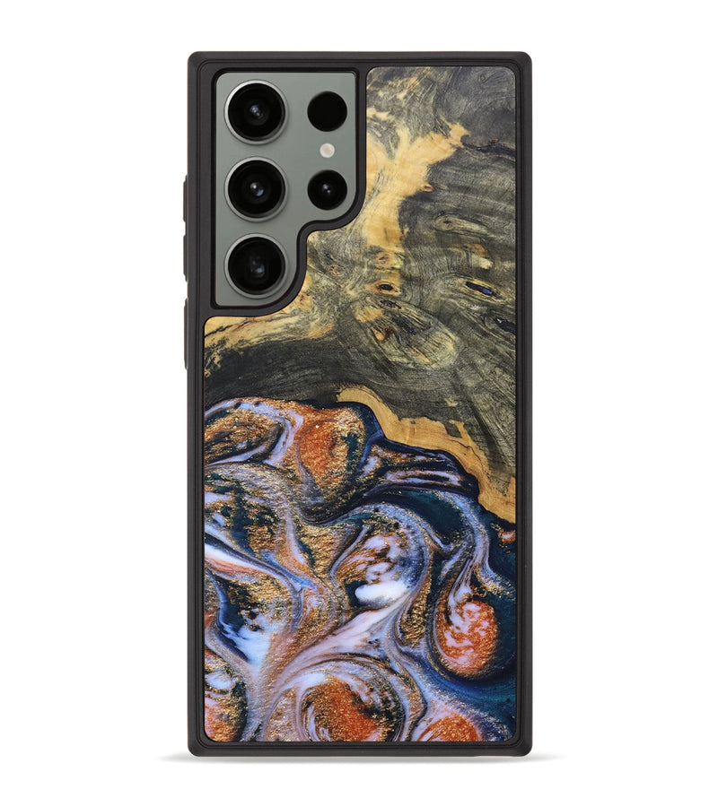 Galaxy S23 Ultra Wood+Resin Phone Case - Susan (Teal & Gold, 692581)