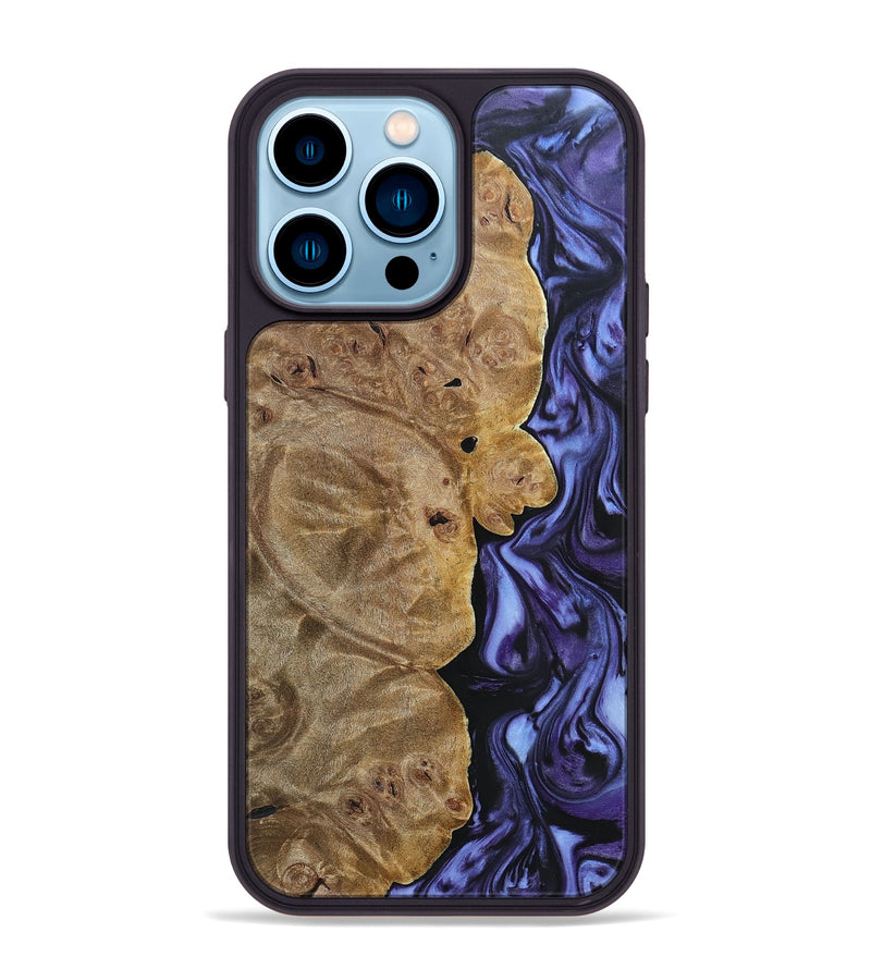 iPhone 14 Pro Max Wood+Resin Phone Case - Lou (Purple, 692625)