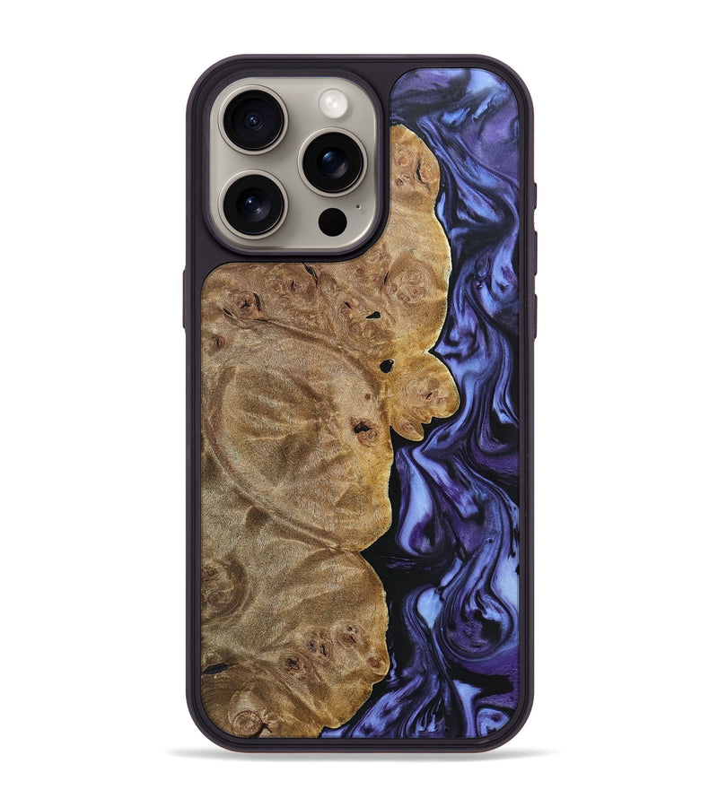 iPhone 15 Pro Max Wood+Resin Phone Case - Lou (Purple, 692625)