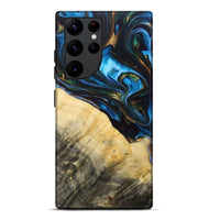 Galaxy S22 Ultra Wood+Resin Live Edge Phone Case - Tameka (Teal & Gold, 692661)