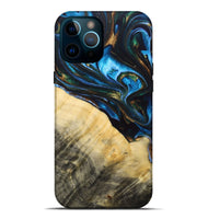iPhone 12 Pro Max Wood+Resin Live Edge Phone Case - Tameka (Teal & Gold, 692661)