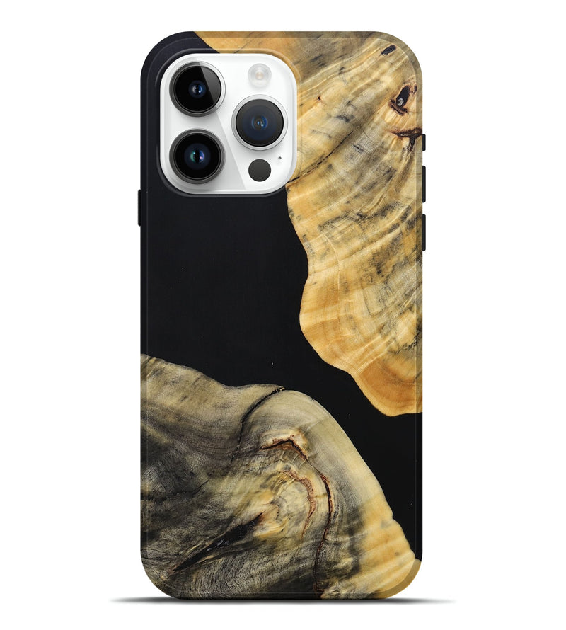 iPhone 15 Pro Max Wood+Resin Live Edge Phone Case - Gertrude (Pure Black, 692671)