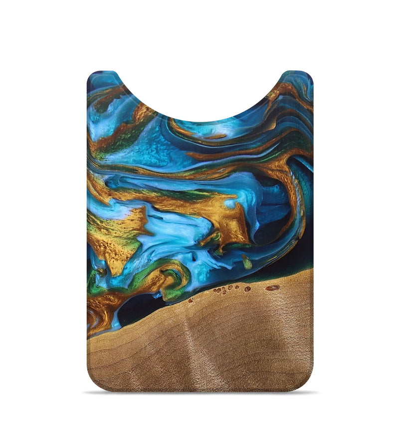 Live Edge Wood+Resin Wallet - Cleo (Teal & Gold, 692680)