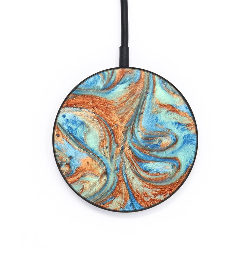 Circle Wood+Resin Wireless Charger - Kaylie (Teal & Gold, 692696)