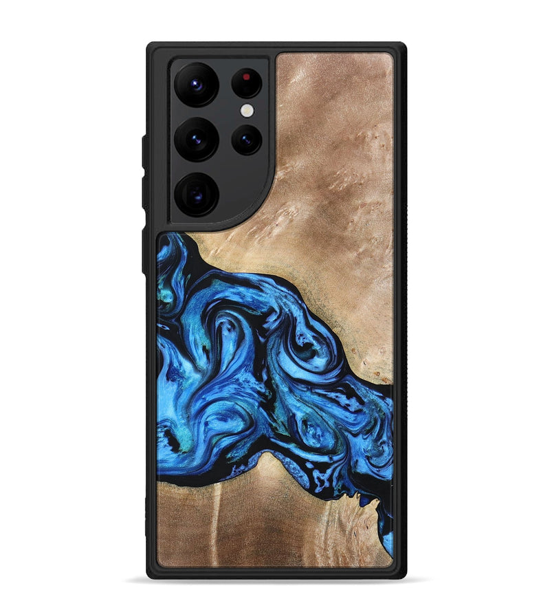 Galaxy S22 Ultra Wood+Resin Phone Case - Jazmine (Blue, 692798)