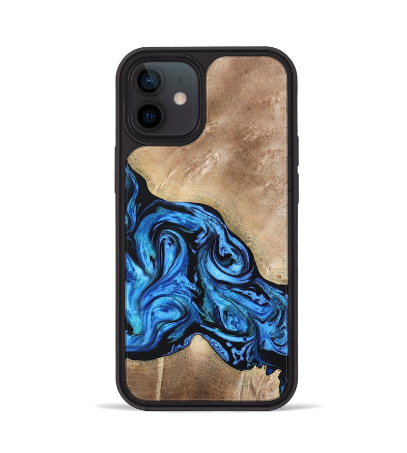 iPhone 12 Wood+Resin Phone Case - Jazmine (Blue, 692798)