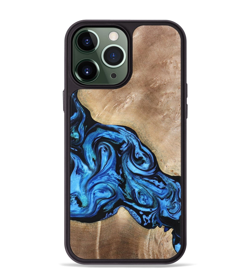 iPhone 13 Pro Max Wood+Resin Phone Case - Jazmine (Blue, 692798)