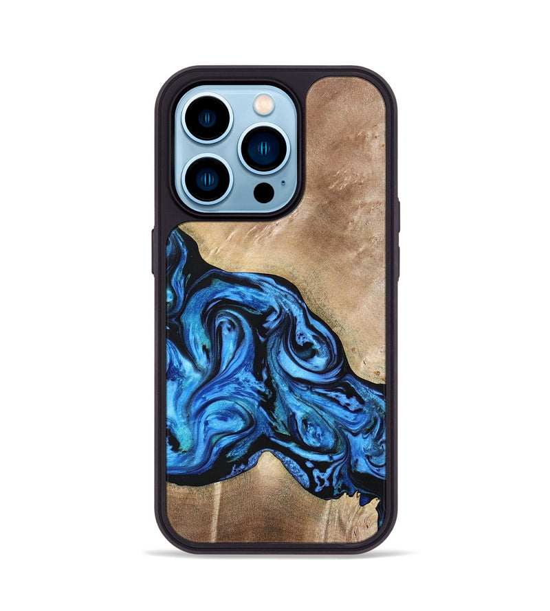 iPhone 14 Pro Wood+Resin Phone Case - Jazmine (Blue, 692798)