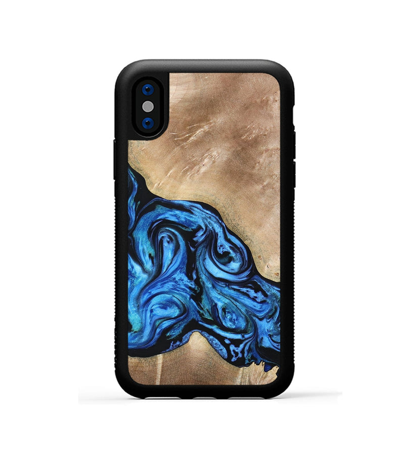 iPhone Xs Wood+Resin Phone Case - Jazmine (Blue, 692798)