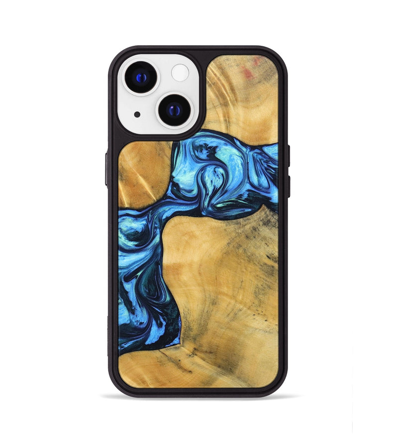 iPhone 13 Wood+Resin Phone Case - Delaney (Blue, 692806)