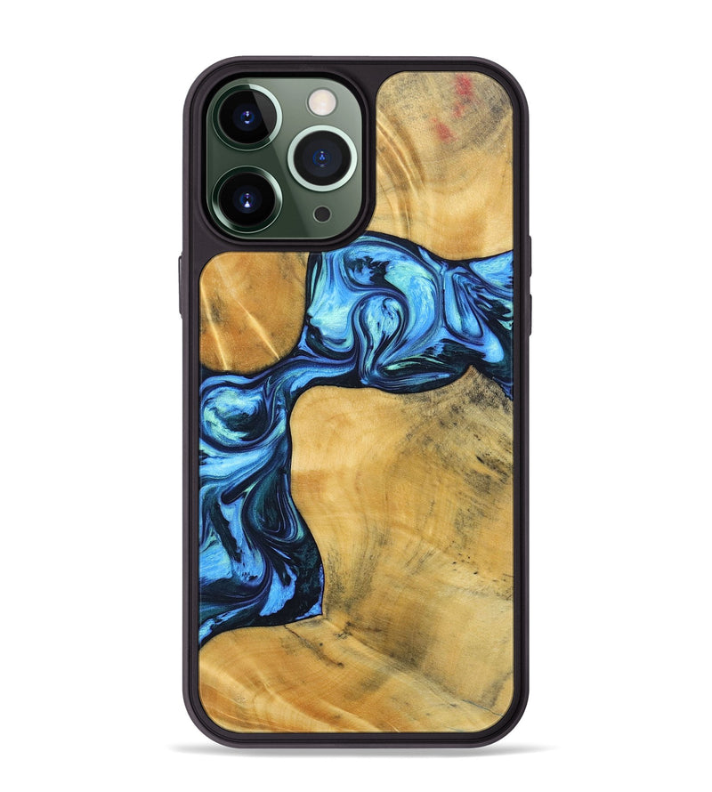 iPhone 13 Pro Max Wood+Resin Phone Case - Delaney (Blue, 692806)