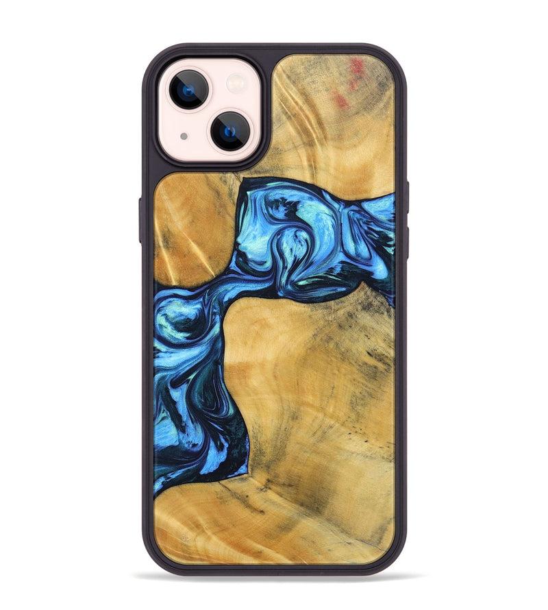 iPhone 14 Plus Wood+Resin Phone Case - Delaney (Blue, 692806)