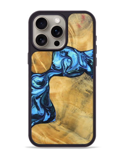 iPhone 15 Pro Max Wood+Resin Phone Case - Delaney (Blue, 692806)