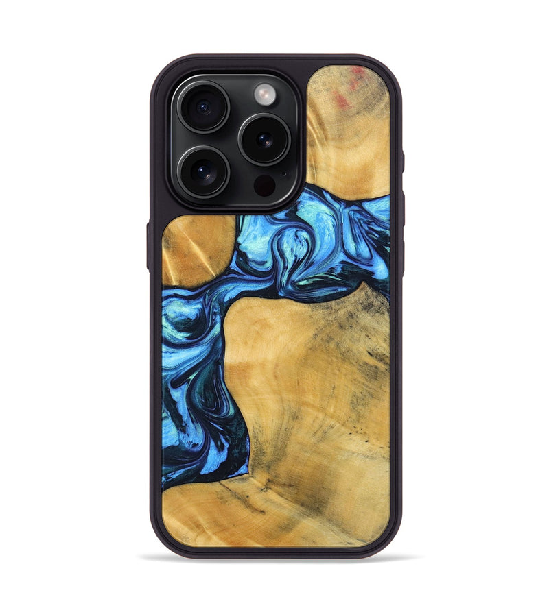 iPhone 15 Pro Wood+Resin Phone Case - Delaney (Blue, 692806)