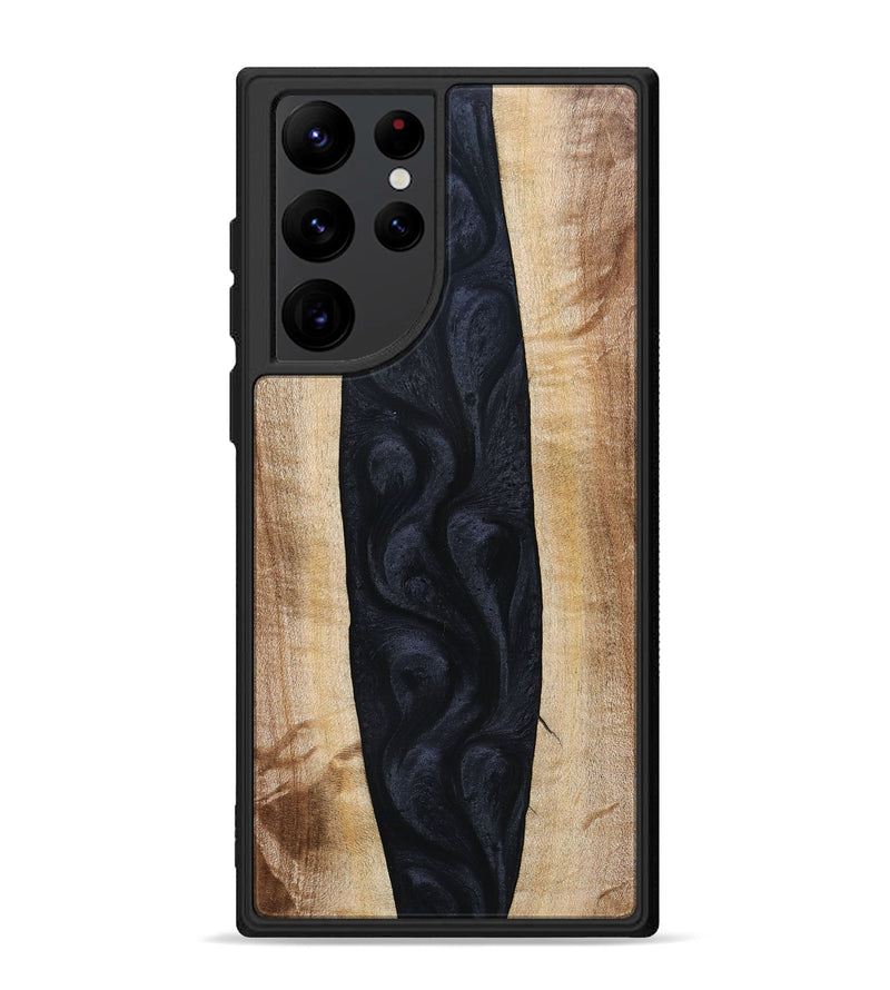 Galaxy S22 Ultra Wood+Resin Phone Case - Ayla (Pure Black, 692879)