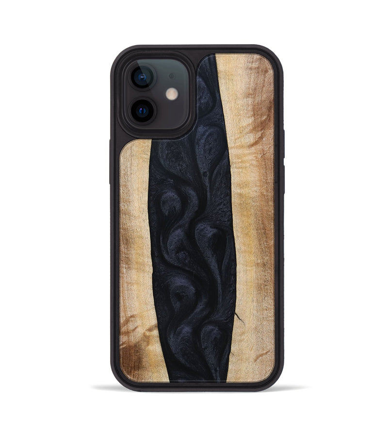 iPhone 12 Wood+Resin Phone Case - Ayla (Pure Black, 692879)