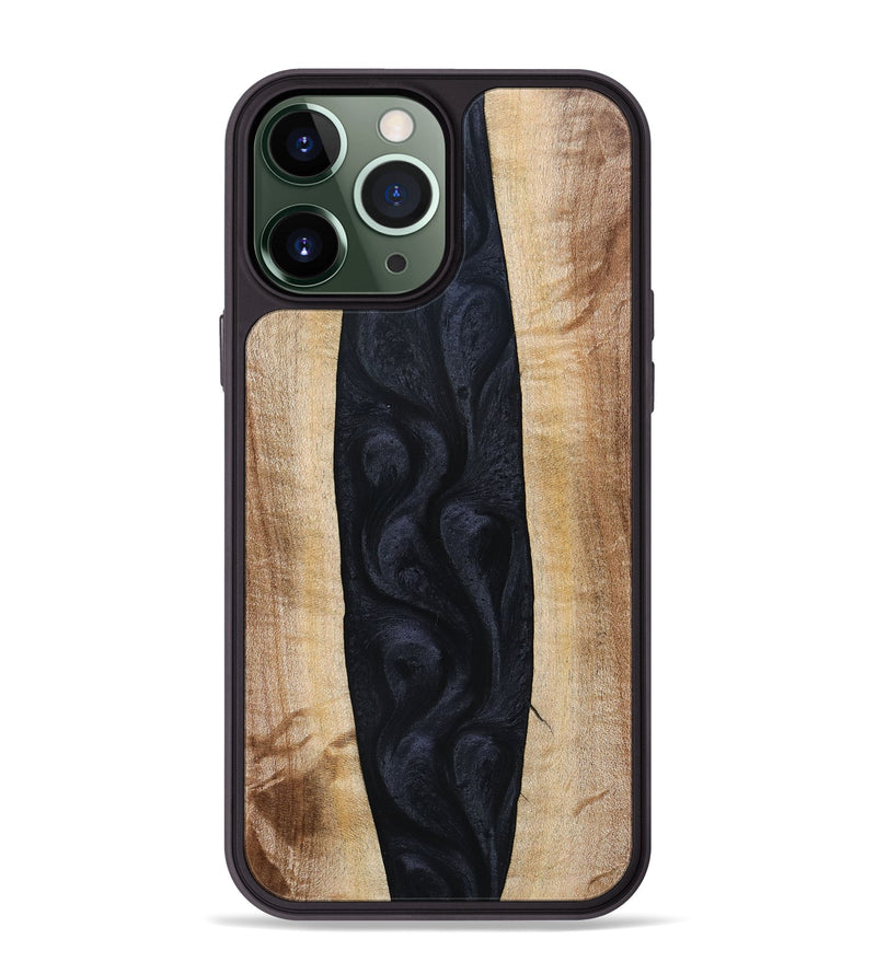 iPhone 13 Pro Max Wood+Resin Phone Case - Ayla (Pure Black, 692879)