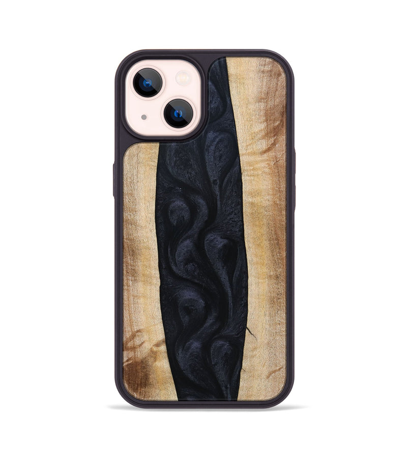 iPhone 14 Wood+Resin Phone Case - Ayla (Pure Black, 692879)