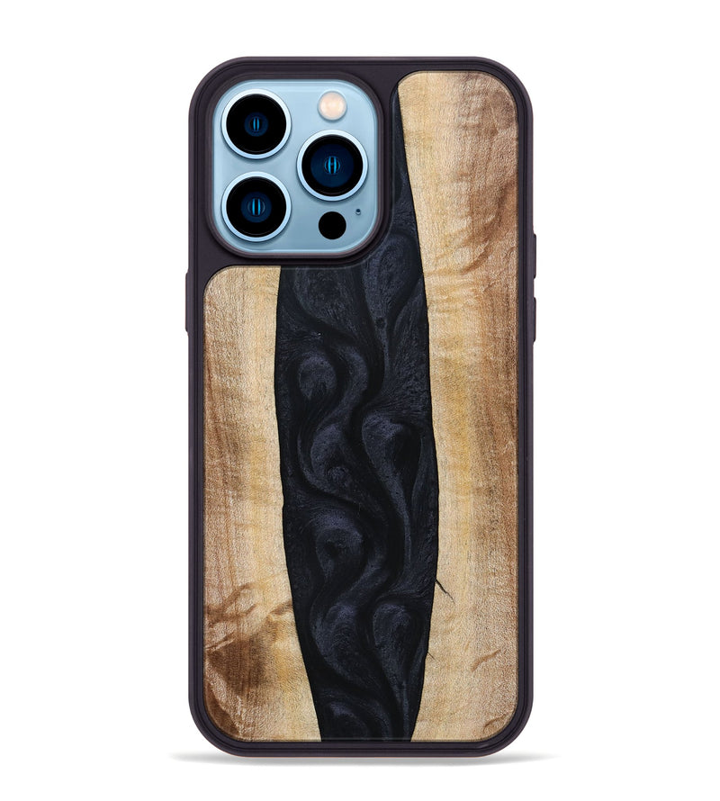 iPhone 14 Pro Max Wood+Resin Phone Case - Ayla (Pure Black, 692879)