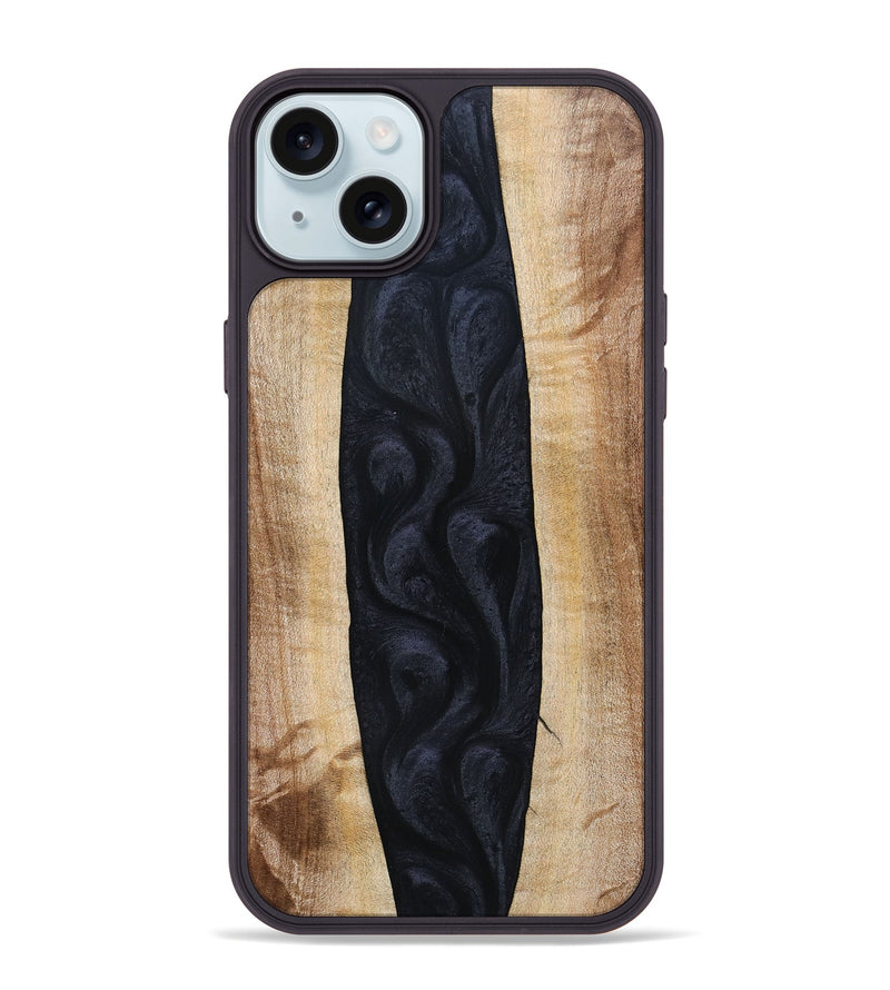 iPhone 15 Plus Wood+Resin Phone Case - Ayla (Pure Black, 692879)