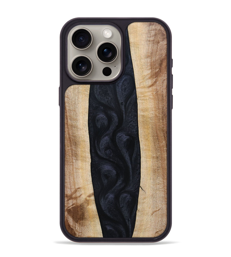 iPhone 15 Pro Max Wood+Resin Phone Case - Ayla (Pure Black, 692879)
