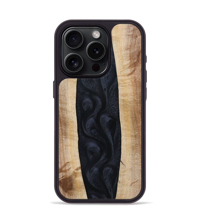 iPhone 15 Pro Wood+Resin Phone Case - Ayla (Pure Black, 692879)