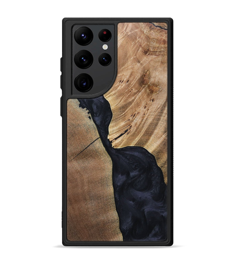 Galaxy S22 Ultra Wood+Resin Phone Case - Naomi (Pure Black, 692885)