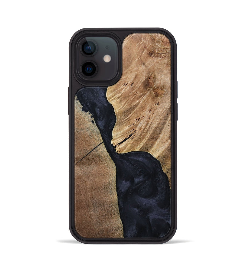 iPhone 12 Wood+Resin Phone Case - Naomi (Pure Black, 692885)