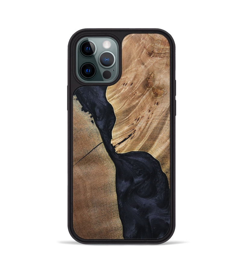 iPhone 12 Pro Wood+Resin Phone Case - Naomi (Pure Black, 692885)
