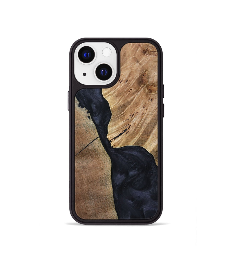 iPhone 13 mini Wood+Resin Phone Case - Naomi (Pure Black, 692885)