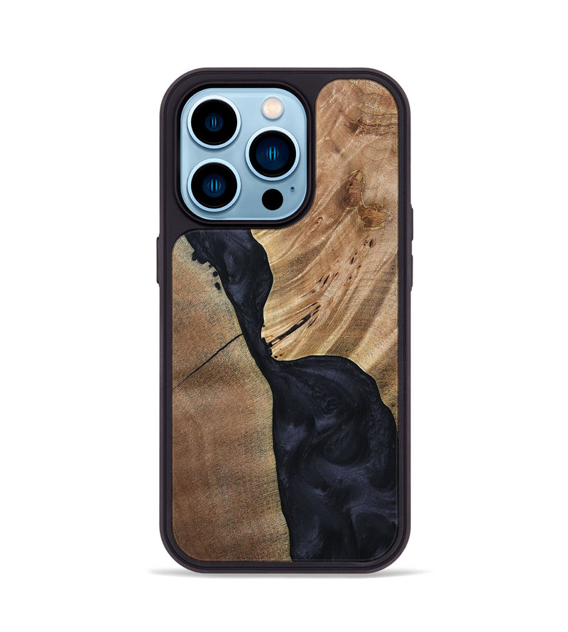 iPhone 14 Pro Wood+Resin Phone Case - Naomi (Pure Black, 692885)