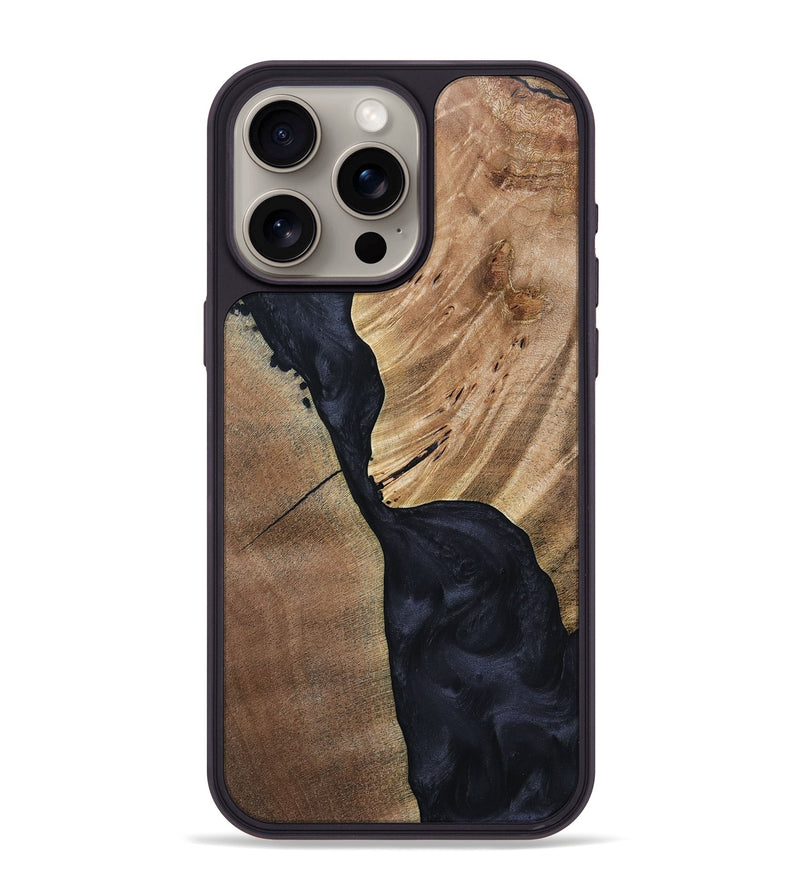 iPhone 15 Pro Max Wood+Resin Phone Case - Naomi (Pure Black, 692885)