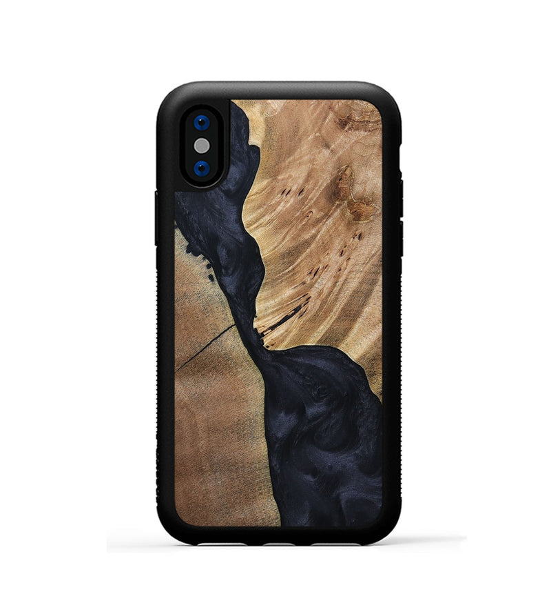 iPhone Xs Wood+Resin Phone Case - Naomi (Pure Black, 692885)