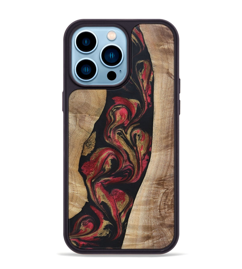 iPhone 14 Pro Max Wood+Resin Phone Case - Arthur (Red, 692942)
