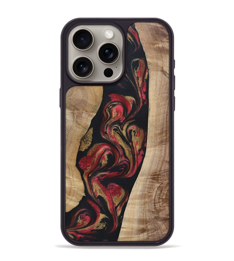 iPhone 15 Pro Max Wood+Resin Phone Case - Arthur (Red, 692942)