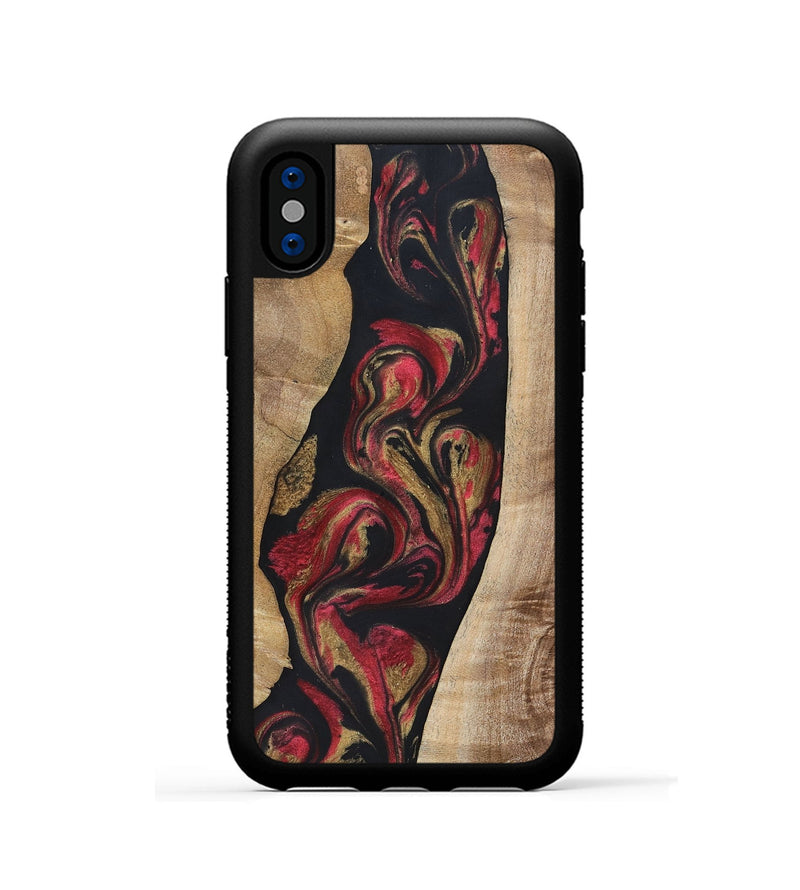 iPhone Xs Wood+Resin Phone Case - Arthur (Red, 692942)