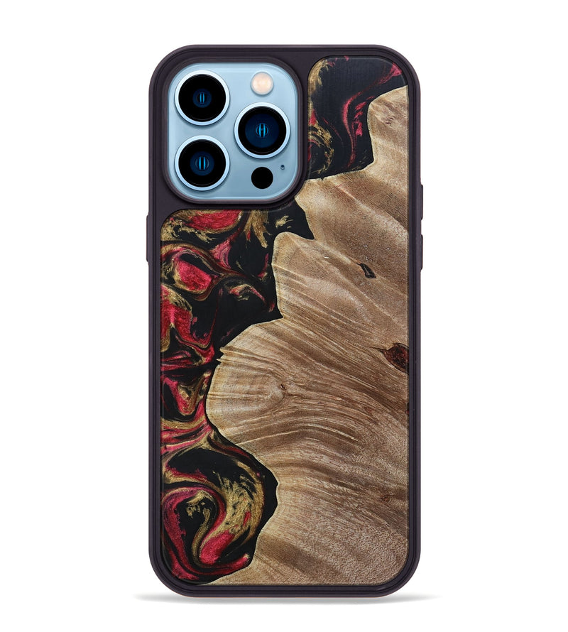 iPhone 14 Pro Max Wood+Resin Phone Case - Audrina (Red, 692944)