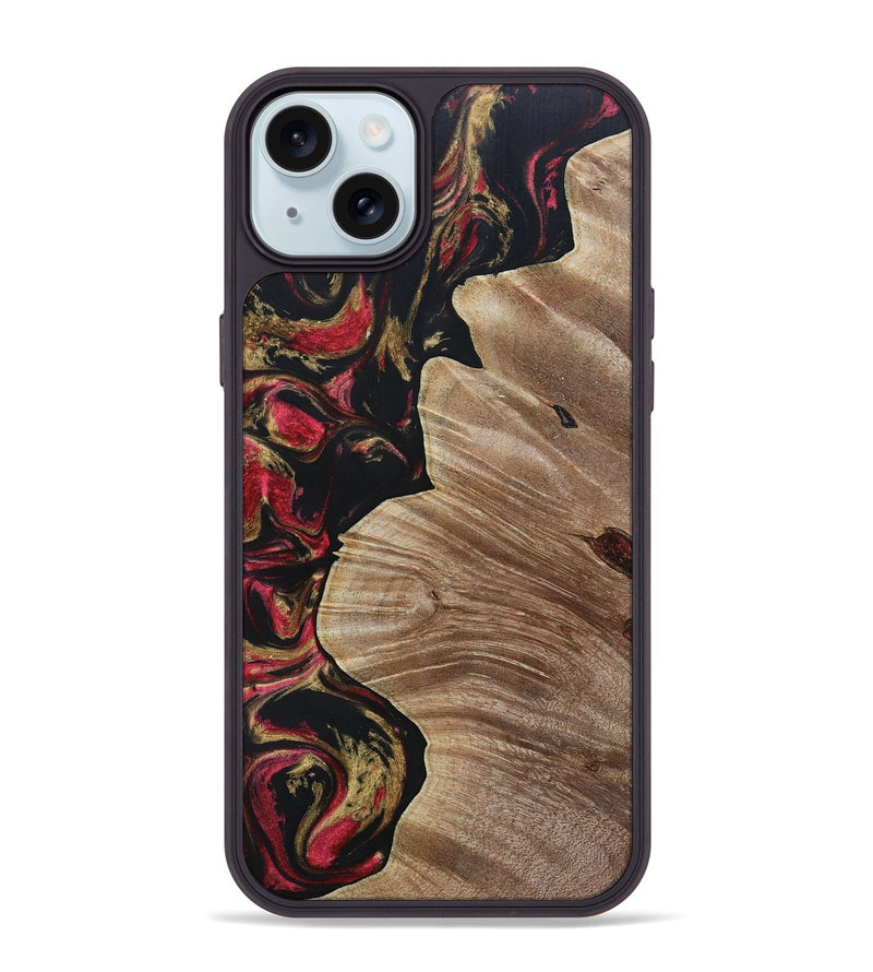 iPhone 15 Plus Wood+Resin Phone Case - Audrina (Red, 692944)
