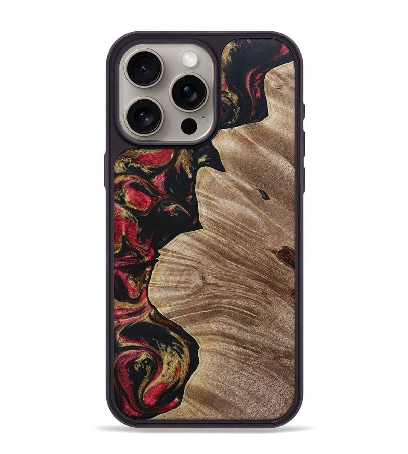 iPhone 15 Pro Max Wood+Resin Phone Case - Audrina (Red, 692944)