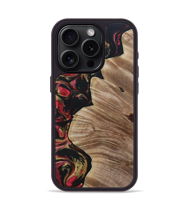 iPhone 15 Pro Wood+Resin Phone Case - Audrina (Red, 692944)