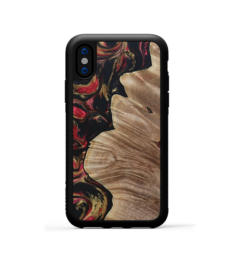 iPhone Xs Wood+Resin Phone Case - Audrina (Red, 692944)