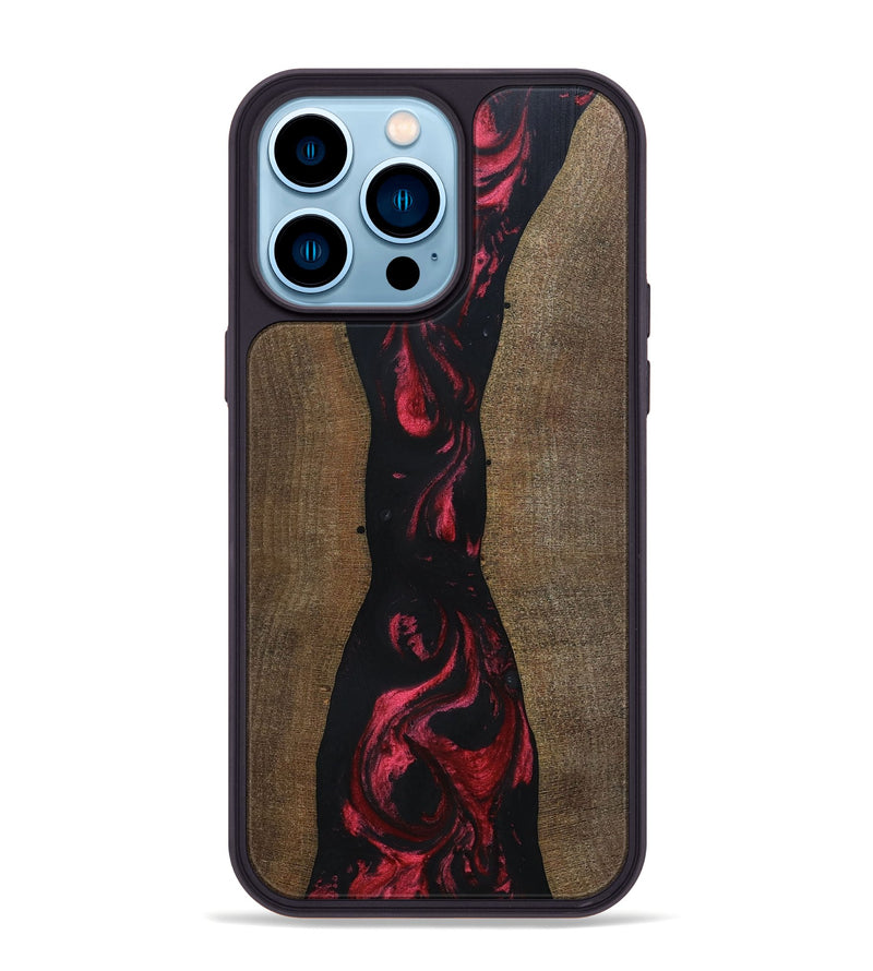 iPhone 14 Pro Max Wood+Resin Phone Case - Clifton (Red, 692949)