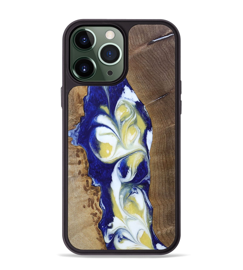 iPhone 13 Pro Max Wood+Resin Phone Case - Antonio (Blue, 692960)